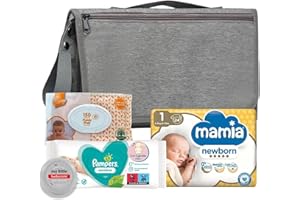 ABZON Newborn Care Bundle: Mamia Nappies Size 1, Baby Wipes, Sudocrem Baby Newborn Rash Cream, Tidyz Biodegradable Nappy Bags, and Portable Baby Changing Mat - Complete Nappy Changing Kit for New Parents