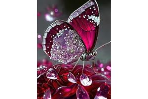 Taasmoog 5D Diamond Painting, DIY Diamond Painting Set Diamond Painting Pictures DIY Cross Embroidery Painting Kits for Home, Wall and Entrance Decorations (Schmetterling11.8 x 15.7inch) (Rot)