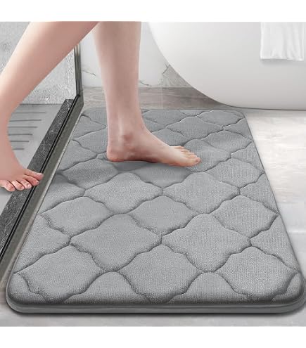 Set 2 Tappetini Da Bagno In Memory Foam MEKO - Antiscivolo, Assorbenti, Lavabili - Forma U + Rettangolare - Marrone