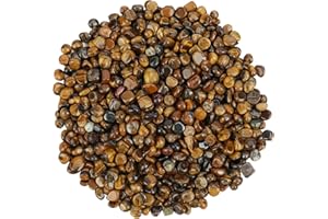 ideayard Tiger's Eye Gemstone A-1lb for Plant Pot Terrarium Aquarium Vases,Quartz Crystal Chips Stone,Small Pebbles for Plants Top Dressing (Tiger eye)