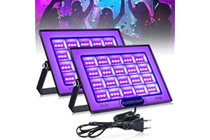 BOWEICORE 50W Led Luz Negra 2 Piezas, Luz Ultravioleta Impermeables IP66, 395-400nm UV Light para Fiesta Neon, Halloween, Navidad, Fiesta Glow, Fiesta Fluorescente, Discoteca, Arte y decoración