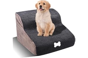 TIHOOK Hundetreppe, 2 Stufen Haustiertreppe-Wasserdicht Hundetreppe, Schwamm mit hoher Dichte, Abnehmbar und Waschbar, Hunderampe für Haustier, Hund, Katze für Sofa Bett