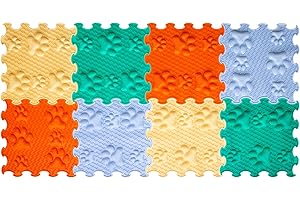 ORTOTO Massage Sensory Puzzle Mats - Orthopedic Game Mat for Kids and Adults, Sensory Play, Interlocking Floor Tiles, Children's Play Mats, Game Mat Set (Lucky Paws x8)