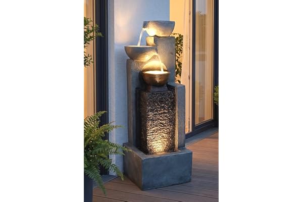 Grande Fontaine de Jardin avec éclairage LED Fontaine Cascade décoration de Jardin
