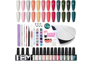 Phoenixy Kit Vernis Semi Permanent 12 Couleurs Kit Ongle Gel U V Complet avec U V/LED Lampe à Kit Vernis Semi Permanent Complet Base Coat Top Coat Nail Art Pour Débutants