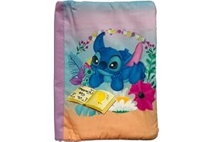 ACARICIANDO PAPEL CON HISTORIAS Funda artesanal mediana de solapa para libros de STITCH (Lilo y Stitch) + marcapáginas de regalo, funda de algodón ecológico, acolchada, disney. Regalo ideal para adolescentes