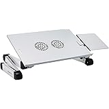 Amazon Basics Portable Adjustable Aluminium Laptop Stand with CPU Fans, Silver