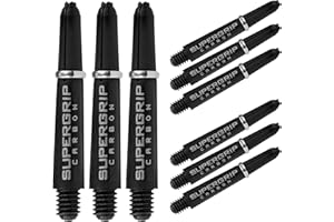 Harrows Lot de 3 jeux de tiges de fléchettes Supergrip en carbone – 9 tiges de fléchettes au total – Moyen, Midi et Court