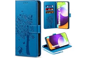 EASDNB Handyhülle für Samsung Galaxy A52/A52S 4G 5G Hülle, Flip Lederhülle Wallet Case mit [3 Kartenfächer] [Magnet] [Ständer] Premium Leder Prägung Schutzhülle Klapphülle für Galaxy A52S, Blau