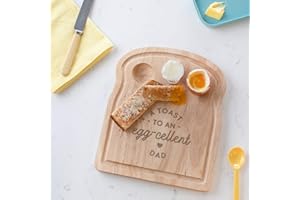 DUST AND THINGS A Toast to an Egg-cellent Dad Breakfast Egg Board - Dad Gifts from Daughter Son Kids Children - Unique Birthday Fathers Day Present Idea - Funny Engraved Pun Design