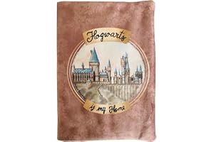Acariciando Papel con Historias Funda Artesanal de Terciopelo para Libros electrónicos o Libros pequeños de Hogwarts + marcapáginas Regalo, algodón ecológico, Acolchada y Cierre con elástico.