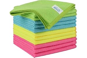 HOMEXCEL Mikrofasertücher 12 Stück, Wiederverwendbare Küchen-Mikrofaser-Reinigungstücher, Lappen Putztücher Geschirrtücher, Fusselfreie Waschbare für Zuhause, Fenster, Auto 29,8 x 29,5 cm