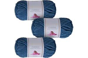 Utopia Crafts Ovillo Lana de Chenilla Gruesa Para Crochet y Tejer a Mano Saxe Blue, 100 g/60 m, Esponjosa, Suave, Ideal Principiantes. Lavable a Máquina, Alternativa a Lana Animal, 3 unidades