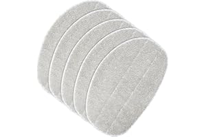 Ansook Tampons de remplacement pour nettoyeur à vapeur Leifheit CleanTenso - ousse de balai à vapeur pour nettoyage en profondeur, 5x Remplacement Tampon en Microfibre