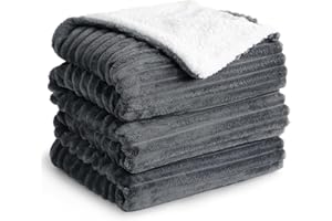 Aisbo Manta Cama Invierno para Cama 180/200, Sherpa Franela Reversible Polar con Cordón para Sofá, Borreguito Gruesa, Suave, Caliente, Sillón, Transpirable para Invierno (Gris, 220 x 240 cm)