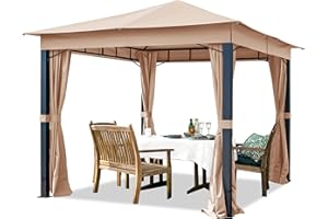 TOOLPORT Cenador de jardín 3x3 m ALU Premium Aprox. 220g/m² Lona de Techo Cenador Impermeable 4 Lados cenador de jardín Topo Claro Aprox. 9x9 cm Perfil