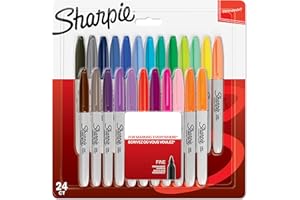 Sharpie marqueurs indélébiles | pointe fine | assortiment de couleurs à encre permanente | Lot de 24