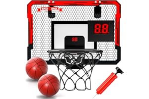 EPPO Panier de Basketball d'intérieur pour Enfants 16,5" X 12,5" - Mini Panier de Basketball pour Porte avec 2 Ballons et Accessoires de Basket-Ball complets，Joue de Basketball pour Enfants