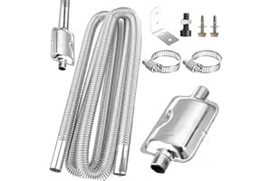 NEUSID Diesel Heater Exhaust Pipe, 300cm Stainless Steel Car Exhaust Pipes with Muffler and Hose Clips Flexible Car Exhaust Tubing Noise Reduction for Diesel Gas Vent Hose Heating
