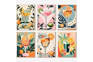 lxmydm Malen nach Zahlen Cocktailgläser 6er Set mit knitterfreier Leinwand Polypropylenfarbe und 6 Pinseln Perfekt für jedermann als Geschenk (20x30)