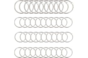 BHAHAI 40 PCS Metal Book Rings, Book Loose Leaf Binder Rings Folder Silver Keychain Rings Index Card Ring Binder Metal Rings key rings for Notebook Scrapbook Album Craft DIY