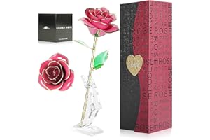 ELEUTH 24k Rosa Placcato Oro,Rosa Eterna Stabilizzata con Supporto Rosa Artificiale Fiore Romantico Perfetto Regalo per Confezione Fidanzata, San Valentino,Fsta della Mamma,Anniversario,Matrimonio