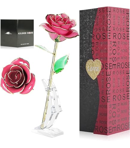 Rose Dorée à L'or Fin 24 Carats - Véritable Rose Avec Certificat D'authenticité