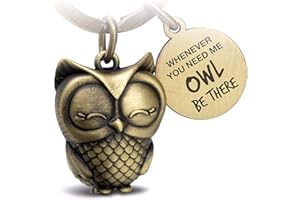FABACH Breloczek z sową, FB_OWLY_OBT_B, antyczny brąz - urocza sowa brelok, sowa be there for You, prezent dla kobiet, 30 g, metal, pływający, grawerowanie laserowe, Antyczny brąz, rozmiar uniwersalny