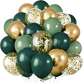 Golden Green Birthday Balloons, 60 Pieces Retro Gold Green Helium Balloons for Weddings, Birthdays, Baby Parties, Baby Shower