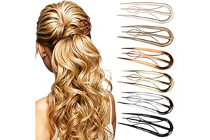 LLOUSSAK 6 Stück U-förmige Haarnadeln, Französische Haarspangen große Harz-Doppeleinlage U-förmige-Haarspangen Vintage Hairpin Clip für Frauen-Styling-Haar-Accessoires Weihnachtsgeschenke Haar-Styling-Hilfen