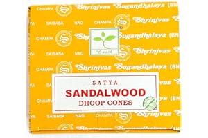 BURLAS Satya Nag Champa Incense Cones, Sandalwood Scent, One Pack of 12 Cones (1, Sandalwood)