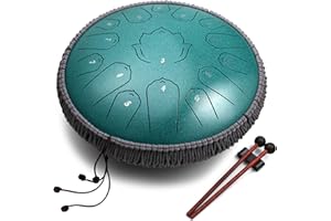TMPZ Zungentrommel,Steel Tongue Drum 14 Zoll 36cm 15 Töne C-Dur Stahlzungentrommel Klangtrommel Handpan für Anfänger Erwachsene und Kinder,mit Notenblättern für Meditation,Yoga und Klangheilung