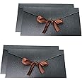 4 Pack Black Kraft Paper Envelopes with Ribbons, Invitation Envelopes for Festival and Party