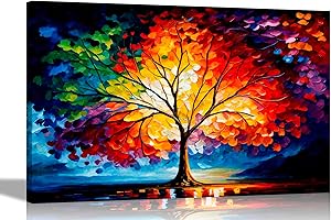 Artley Prints - Tree Of Life Modern Abstract Canvas Pictures for Living Room, Bedroom, Hallway, Kitchen or Office - Colourful Prints Extra Large 101 x 76cm (40 x 30 inches)