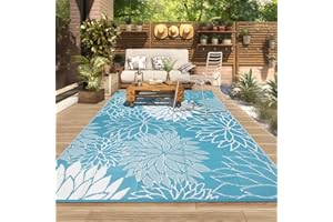 SHACOS Tapis Extérieur Imperméable pour Terrasse 240x300cm Tapis Balcon Exterieur Resistant Pluie en Plastique Tapis de Sol Exterieur Pliable Réversible pour Jardin, Porche, Plage, Camping Car