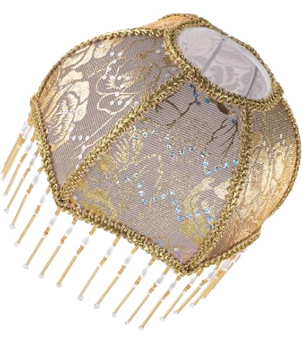 Abat-jour Victorien Avec Glands - Dôme Festonné Pour Lampe E27 (20x19cm, Doré)