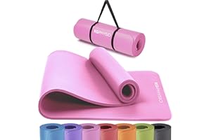 KG Physio Tappetino fitness, ideale per ginnastica a casa. Tappetino palestra e pilates, tappetino yoga antiscivolo spessore 8mm con tracolla. 183cm x 60cm x 8mm