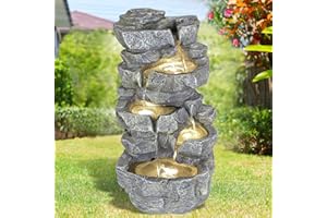 AMUR Fontana da giardino, fontana decorativa, fontana da interni, fontana, fontana a cascata 230 V per giardino, laghetto da giardino