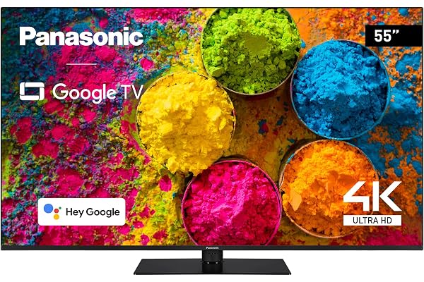 Panasonic TX-55MX700E, 2023 Téléviseur Intelligent LED 4K Ultra HD 55 Pouces, Gamme Dynamique Élevée (HDR), Dolby Atmos & Dolby Vision, Google TV, Assistant Google, Chromecast, Socle Central, Noir