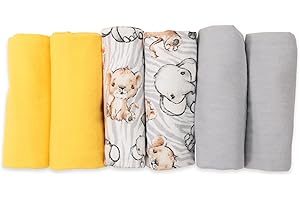‎FENSILO FENSILO Moltontücher, 6er Pack-Flanellwindeln aus 100% Baumwolle-80x80cm,Moltonwindel Spucktücher Baby, Spucktuch Flanell Moltontuch Unisex Spucktücher gelb Gray