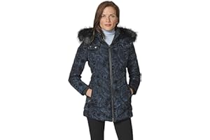 KOROSHI MANIAKS GRAPHIC DESIGN TM Koroshi Abrigo parka larga acolchado con capucha de pelo desmontable color Cobalto para Mujer, de color COBALTO