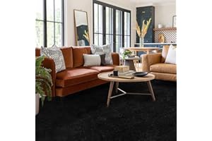 FVVRAX Area Rugs Living Room Rug, Soft Fluffy Shaggy Bedroom Rug Floor Carpet with Durable Anti-slip Backing, Large Carpets for Kids Girls Dorm Nursery Bedside Rug, 183x274cm, Black