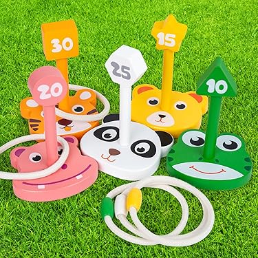 Set van 2 opblaasbare konijnenoren, werpspel voor Pasen, outdoor, konijnenoren, werpspel met 8 kleurrijke ringen en 1 luchtpomp, voor familiebijeenkomsten met Pasen, outdoor-activiteiten (blauw en