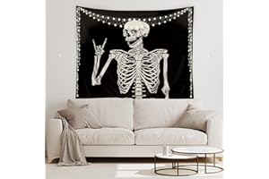 YISUMEI Skull Tapestry Wall Hanging Funny Skeleton Black and White Theme Home Decor for Men Women Gothic Hippie Halloween Bohemian Terror Rock and Roll Bedroom Living Room Dorm(M/130x150cm/51x60inch)