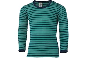 Engel Maglietta Intima per Bambini Merino, 70% Lana Merino (Biologica), 30% Seta (Blu Marino/Turchese, 3-4 Anni)