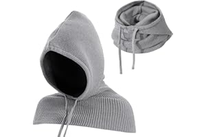 TAGVO Gorro Balaclava 2 en 1 con Bufanda, Pasamontañas Tejido a Prueba de Viento, Bufanda con Capucha, Calentador de Cuello y Gorro, Unisex