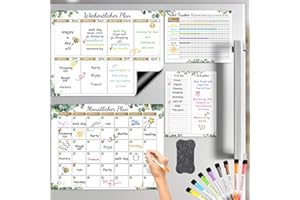 YIMAKJ Magnetischer Wochenplaner 4 Stk, Wochenplaner Monatsplaner To-do Tafel Habit Tracker, Wochenplaner Abwischbar, Planungstafeln Whiteboard Speiseplan Küche for Büro Schulsachen Küche Office