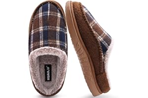 KuaiLu Chausson Hommes Hiver Feutre Chausson Chaud Peluche Doublure Pantoufle Rebond Memory Foam Slippers avec Caoutchouc Semelle Indoor Outdoor Chaussure Maison