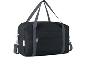 VAVOBIS for Ryanair Cabin Bags 40x20x25 Underseat Travel Bag Small Hand Luggage Bag Tote Carry On Duffle Bag Gym Beach Overnight Flight Bag Weekend Bags for Women Men，Black (with Shoulder Strap)