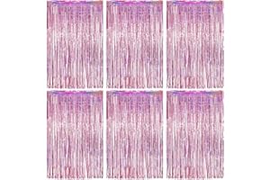 ‎O-KINEE O-Kinee Lametta Vorhänge Rosa, 6 Stück Glitzer Vorhang Party Deko, 1m x 2m Metallische Glitzervorhang Geburtstag,Tinsel Folie, Folienfransen Vorhang für Weihnachtsbaum Festivals Party ​Bühnendekor